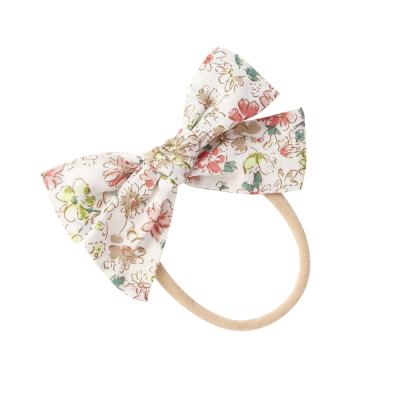 China New Sweet 10 Colors Printed Nylon Bow Ribbon Baby Traceless Hair Band Hair Band Accessories For Girls for sale