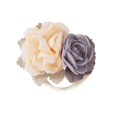 China Fashion DIY Soft Baby Hair Band Flower Elastic Hair Accessories for Kids Mesh Lace Headdress for sale