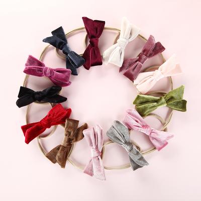 China Super soft korean nylon small baby multicolor cute butterfly hair bow hair bow baby ornament traceless head band for sale