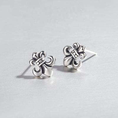 China TRENDY S925 style earrings fashion personality all-match retro Japanese and Korean sterling silver female cross jewelry for sale