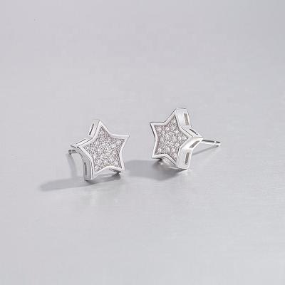 China FASHIONABLE s925 style earrings Japanese and Korean sterling silver female star pentagon full of diamonds personality simple wild star earrings for sale