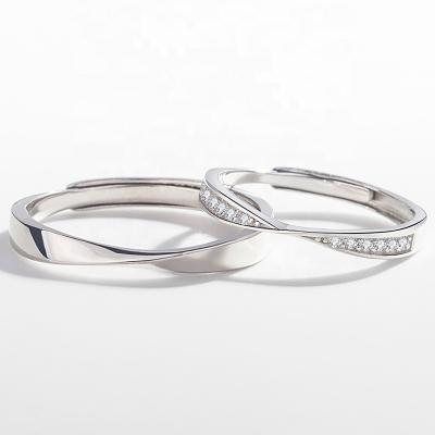 China CLASSIC Silver Rings Ladies Jewelry from Shun Tengda Couple Ring Sterling Mobius Ring Simple Design Zircon Wedding for sale