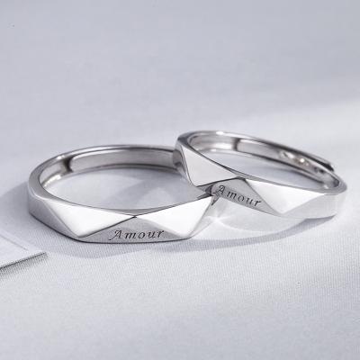 China New CLASSIC French Couples Ring Simple Opening S925 Sterling Silver Ring Japanese And Korean Couples Ring for sale