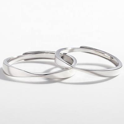 China CLASSIC Light Luxury Valentine's Day Gift Couples Ring S925 Sterling Silver Mobius Simple Design Free Lettering for sale