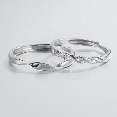 China CLASSIC 925 Sterling Silver Couple Rings Ins Female Mobius Style Pair Rings Pairs Of Rings Fashion Male Simple Valentine's Day Gift for sale