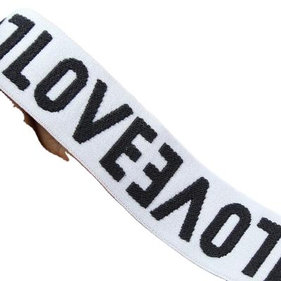 China Fashion elastic band letters jacquard elastic LOVE 38mm width elastic bands webbing for sale