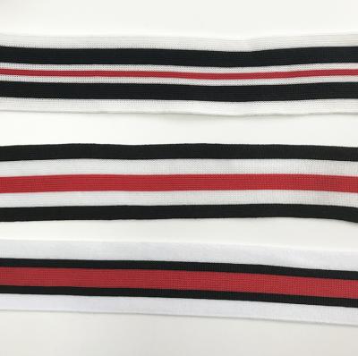 China White And Red Stripe Sportswear Sustainable Decoration Webbing Knit Stripe Twill Knit Stripe Stripe for sale