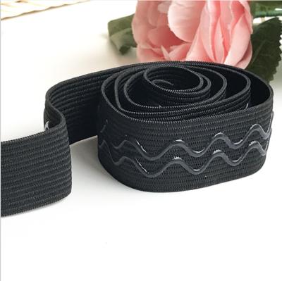 China Black White Nylon Polyester Silicone Non-slip DIY Rubber Band Elastic Clothes Pants Waistband Stretch Seam Tape for sale