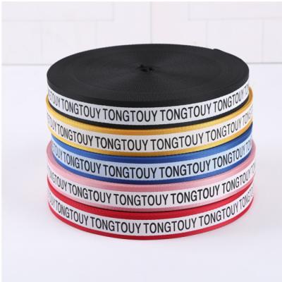 China Sustainable High Density Custom Logo Printed Nylon Strap Webbing For Garment for sale