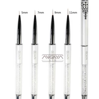 China 2021 ANGNYA NAIL Logo White Metal Handle Hair Nail Liner Brush Wholesale Customized Nylon Nail Brush Set for sale