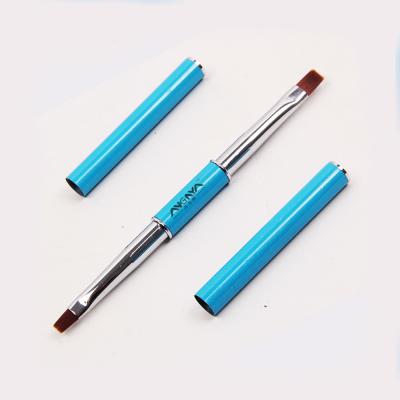 China Hot Selling NAIL Dual Use Tip Tip Nail Gel Flat Brush Blue Metal Handle for sale