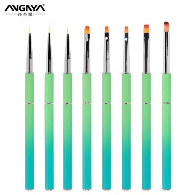 China New Nail Art Brush Set ANGNYA NAIL Design Metal Handle Ombre Painting Brush Set for sale