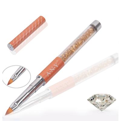 China Pure Kolinsky Orange Acrylic Nail 3D Handle 100% Rhinestone Manicure Beauty Tool Acrylic Hair Brush for sale