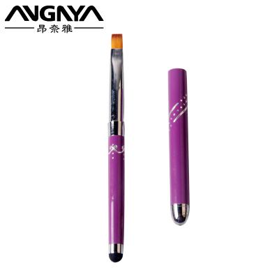 China NAIL Supply OEM Free Sample Purple Material Diamond Metal Handle Nylon Hair Nail Gel Brush for sale