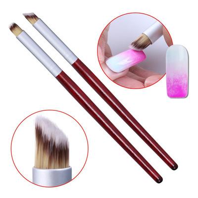 China ANGNYA Nail Gradient Pen Colored Glue Slant Red Wooden Handle Nail Brush for sale