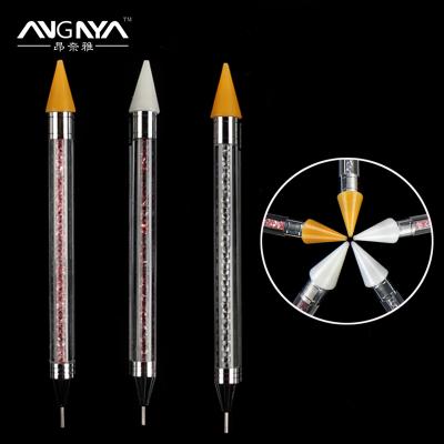 China 2018 NAIL Two Way Use Nail Wax Dotting Tool Rhinestone Picker Pen, Nail Wax Pen with Gem Bead for sale