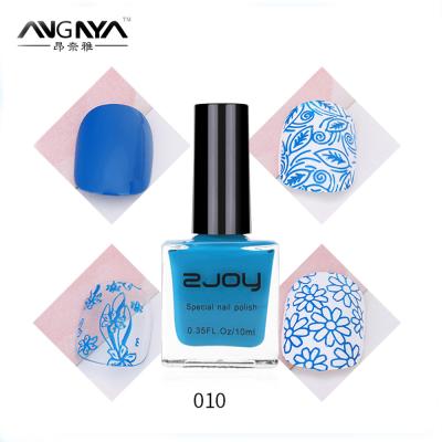 China 2017 New Fashion NAIL ANGNYA Quality ZJOY 010 Blue Color 10ml Special Nail Art Stamping Polish Good For Stamp for sale