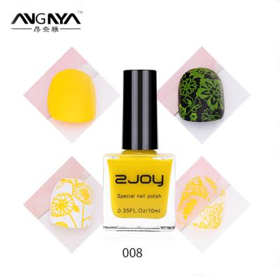 China 2017 Wholesale NAIL ANGNYA Supply ZJOY Yellow Special Color Nail Art Stamping Polish 10ml Oil Based Screen Printing Ink for sale