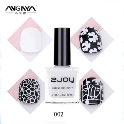 China ANGNYA ZJOY Professional High Quality White Nail Art Stamping Polish 10ml Nail Polish Varnish For Manicure Printing for sale