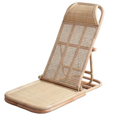 China Waterproof Outdoor Portable Lightweight Wicker Rattan Chair Beach Furniture Lounger Foldable Beach Chair for sale