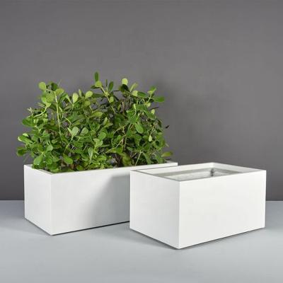 China Large Durable Modern White Outdoor Fiber Clay Fiberglass Planter Box Water Proof Flower Pot Pot for sale