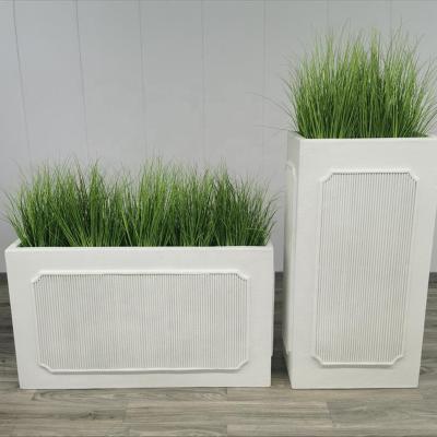 China Corrosion Resistance Elegant White Rectangle FRP Flower Boxes Fiberglass Planting Boxes For Indoor Outdoor for sale