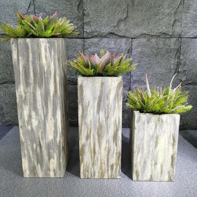 China Modern Simple Square Vase Indoor And Outdoor Tall Flower Pots Fiberglass Flower Pots Tall Planters for sale