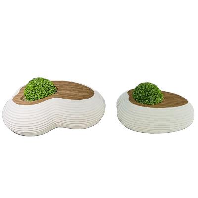 China Nordic Eco-friendly Leisure Chair With Plant Pot Design Fiberglass Landscape Indoor Outdoor Flower Pots for sale