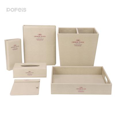 China MOQ Small Tissue Box Trash Can Customized Newly Opened Hotel Room Leather Goods Customize MOQ Small Tissue Box Trash Can Service Guide for sale