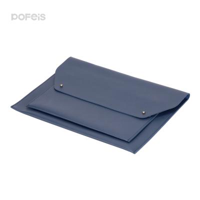 China Custom High Quality PU Leather Soft Leather A4 Add Logo 3 Pockets Document File Folder for sale