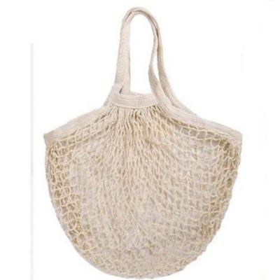 China Eco-friendly 100% Supermarket Fruit Vegetable Cotton Mesh Fabric Visual Natural Portable Grocery Net Bag for sale