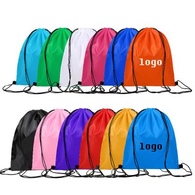 China Durable Cheap Custom Logo 210D Sports Suction String Bag Polyester Drawstring Backpack Gym Shopping Bag for sale