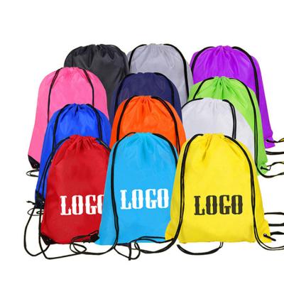 China Durable Custom Design Logo Printed Suction String Backpack 210d Polyester Drawstring Bag Sports Backpack for sale