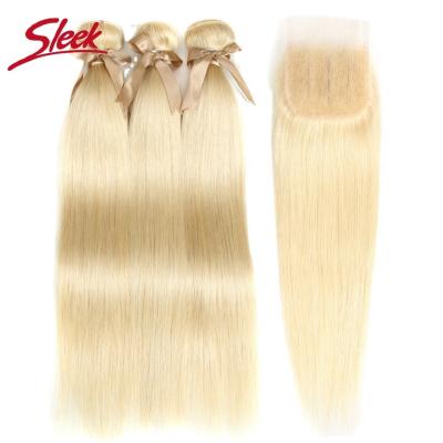 China 100% Virgin Human Hair 613 Virgin Hair Raw Brazilian Remy Straight Weave Cuticle Aligned Virgin Hair Bundle With 4X4 Closure Hair Extension Wholesale for sale