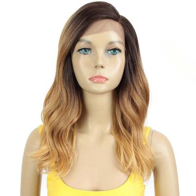 China European Blonde Synthetic Short Wavy Human Hair Lace Front Wigs Body Wave Front Lace Wigs Human Hair Ombre Wigs for sale