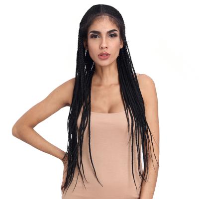 China Smooth Cosplay BOX BRAID Braided 13X7 Lace Up Wigs 34 Inch For Women Long Box Braid Braids Wigs For Women Synthetic Lace Front Wig for sale