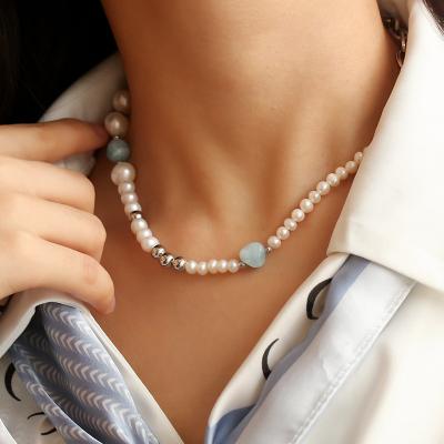 China 2022 High Quality Luxury Natural Beautiful Real Pearl Choker Beaded Rhodium Plated Necklace Jewelry For Women Gift for sale