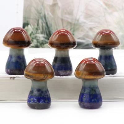 China Hot Selling China Chakra 7 Gemstone Mushroom Quartz Natural Craved Craft Healing Reiki Crystal Stones For Decor Gift Hand Made for sale