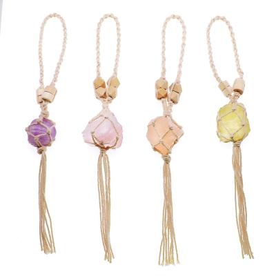 China Home Indoor Ornaments Rose Quartz Healing Crystals Hanging Ornaments Car Ornament Handmade Natural Decor for Christmas Party for sale