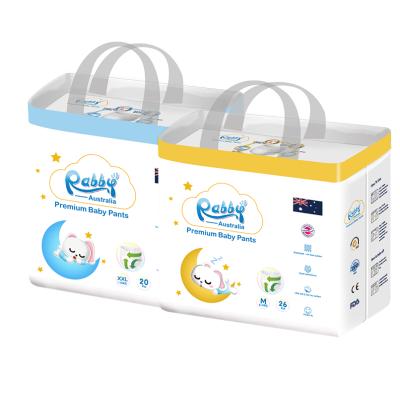 China OEM Printed Custom Baby Pants Diapers Factory Australia Rabby a1 Size High Absorbency Sleep Diaper for sale