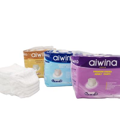 China Cheap Adult Biodegradable Super Soft Cloth Strips AIWINA Printed Adult Diaper Diaper Pant Diaper Pants Adult Diaper Pants for sale