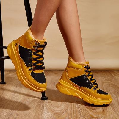 China Fashion Trend Customized Logo Woman Fur High Top Latest Brand Design Latest Design High Top Shoes for sale