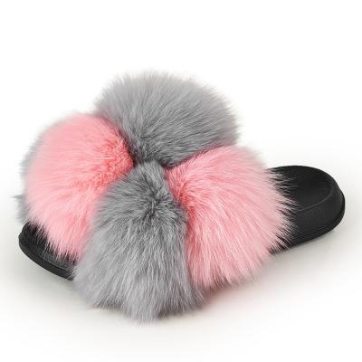 China High Quality Latest Color Design Women Fur Slipper Anti-slip Faux Pink Bedroom Fur Slipper for sale