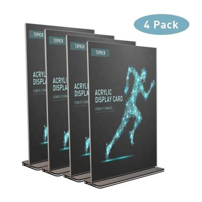 China Mordern Acrylic 8.5x11 Double Sided Display Stand T Shape Bottom Loading Sign Holder for sale