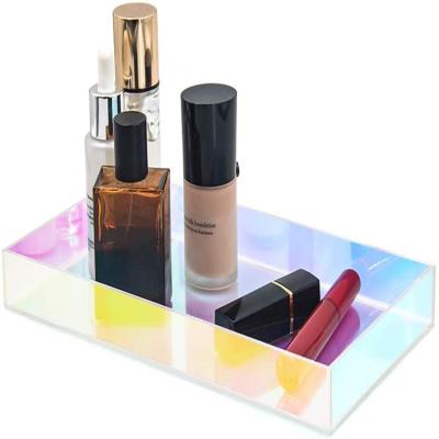 China Nordic Wholesale High Quality Fashionable Bathroom Jewelry Desk Show Organizer Tray Colorful Acrylic Make Up Tray for sale