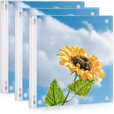 China Custom Size Magnetic Clear Acrylic Square Maker Photo Frame for sale