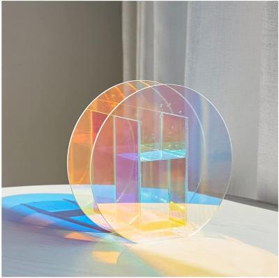 China Minimalist DESY Clear Acrylic Round Vases Rainbow Colors Minimalist Acrylic Flower Vases for Home Decor and for Weddings for sale