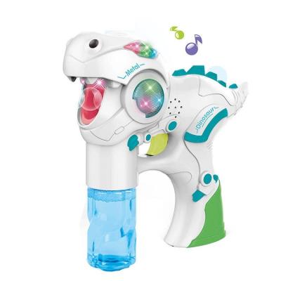 China Hot Selling Plastic Dinosaur Outdoor Battery Operated Electric Bubble Gun With Light And Music for sale