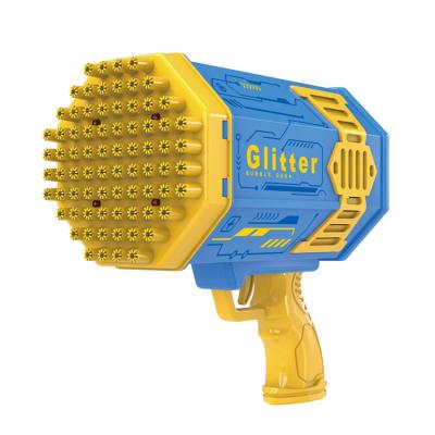 China Plastic Kids Summer Toys Bubble Gun Toy Electric Bazooka Rocket Launcher 76 Hole Rising Bubble Gun With Light for sale