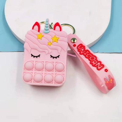 China 2022 New Fashion Unicorn Mini Pop Bag Cute Bubble Pop Key Chain Bag For Kids Freeze Pop Up Wallet Bag for sale